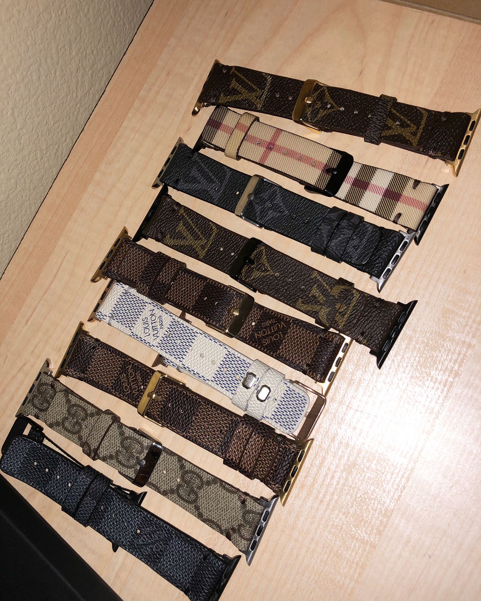 LOUIS VUITTON, GUCCI, BURBERRY, and MCM AUTHENTIC CUSTOM APPLE WATCH BANDS  for Sale in Corona, CA - OfferUp