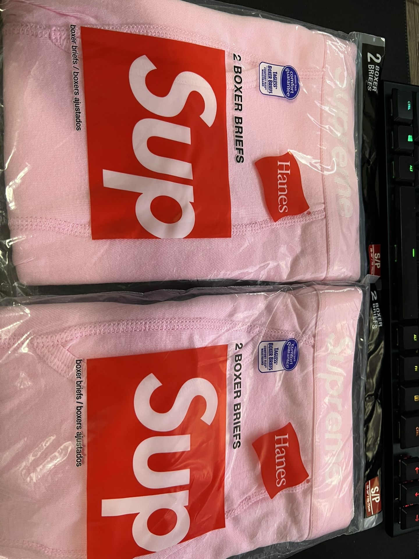 Supreme Hanes Boxer Briefs (2 Pack) | Pink - Small