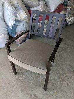 Dark Metal Patio Armchair with New Cushion