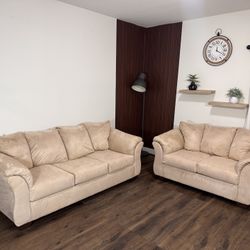 Ashley Furniture Beige Sofa & Loveseat Set