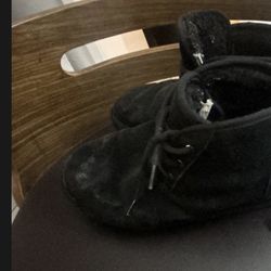 UGG Black Suede Lace Up Ankle Boots Unisex Adults US Size 8 Round Toe