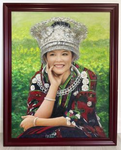 28” x 36” Original oil painting Miao/Hmong Maiden