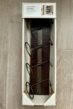 NEW Modern Wall Mounted Wine Rack Wood Metal Hanging Wall Decor Holds 4 Bottles
