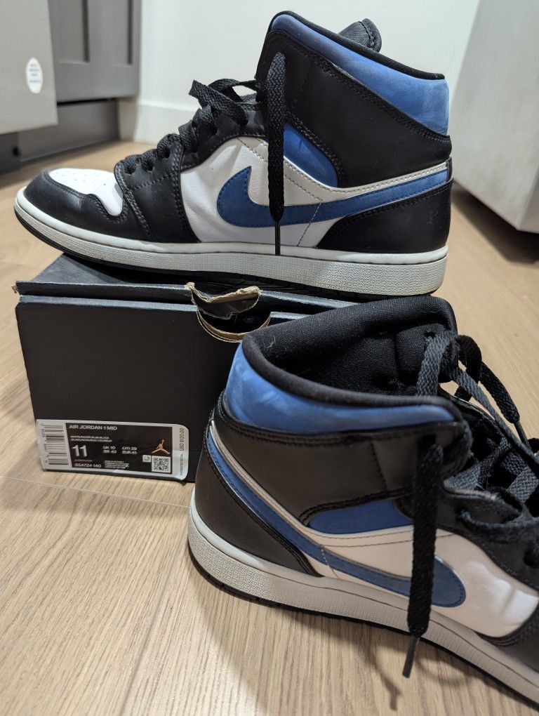 In Box! Nike Air Jordan 1 Mid Blue Velvet Men's Basketball Shoes US 11