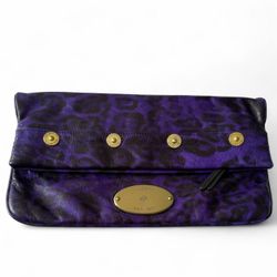 Mulberry Purple Animal Print Leather Mitzy Clutch