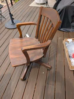 Antique Wooden Swivel Office Chair