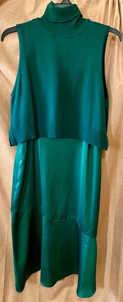 Sam Edelman Women’s 14 Hunter Green Sweater Slip Dress 2 Piece Set NWT 01F479