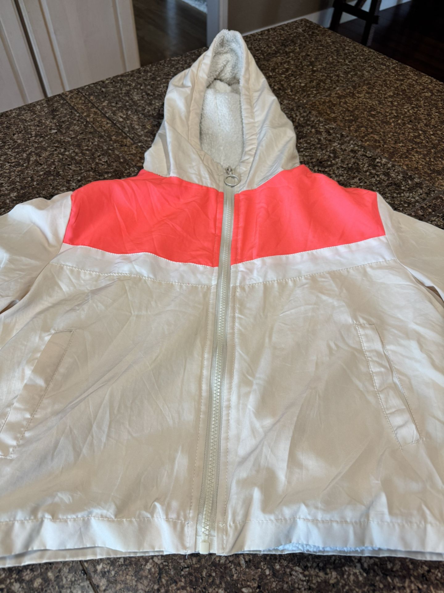 Junior Size Zip Up Sherpa Lined Hooded Coat