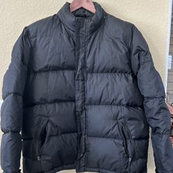 Eddie Bauer men’s large black goose down parka puffer jacket coat