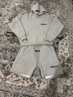 Fear of God Essentials Grey Hoodie & Shorts Set