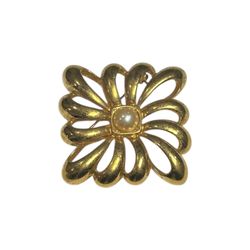 Monet Brooch Pin Gold Tone Wear as a Triangle or Square Faux Pearl Center