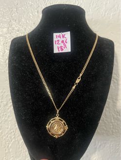 14K Solid Gold Chain and Pendant For Wedding 12Gr 18 Inches Long