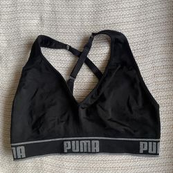 *NEW* Puma Black Adjustable Cross-Strap V-Shape Sports Bra Size L