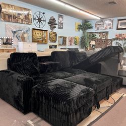 🥳Flash Deal🥳 Brand New 4pc Pull-up Sectional Couch With Cup Holder & Storage Chaise $1299, Finance Available, Delivery Available 