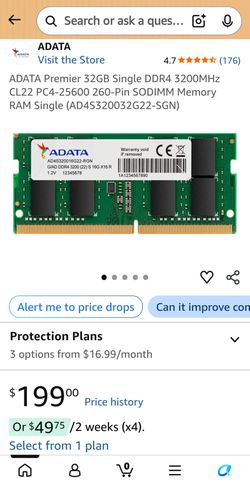 Adata Gaming 32GB Single DDR4 3200MHz