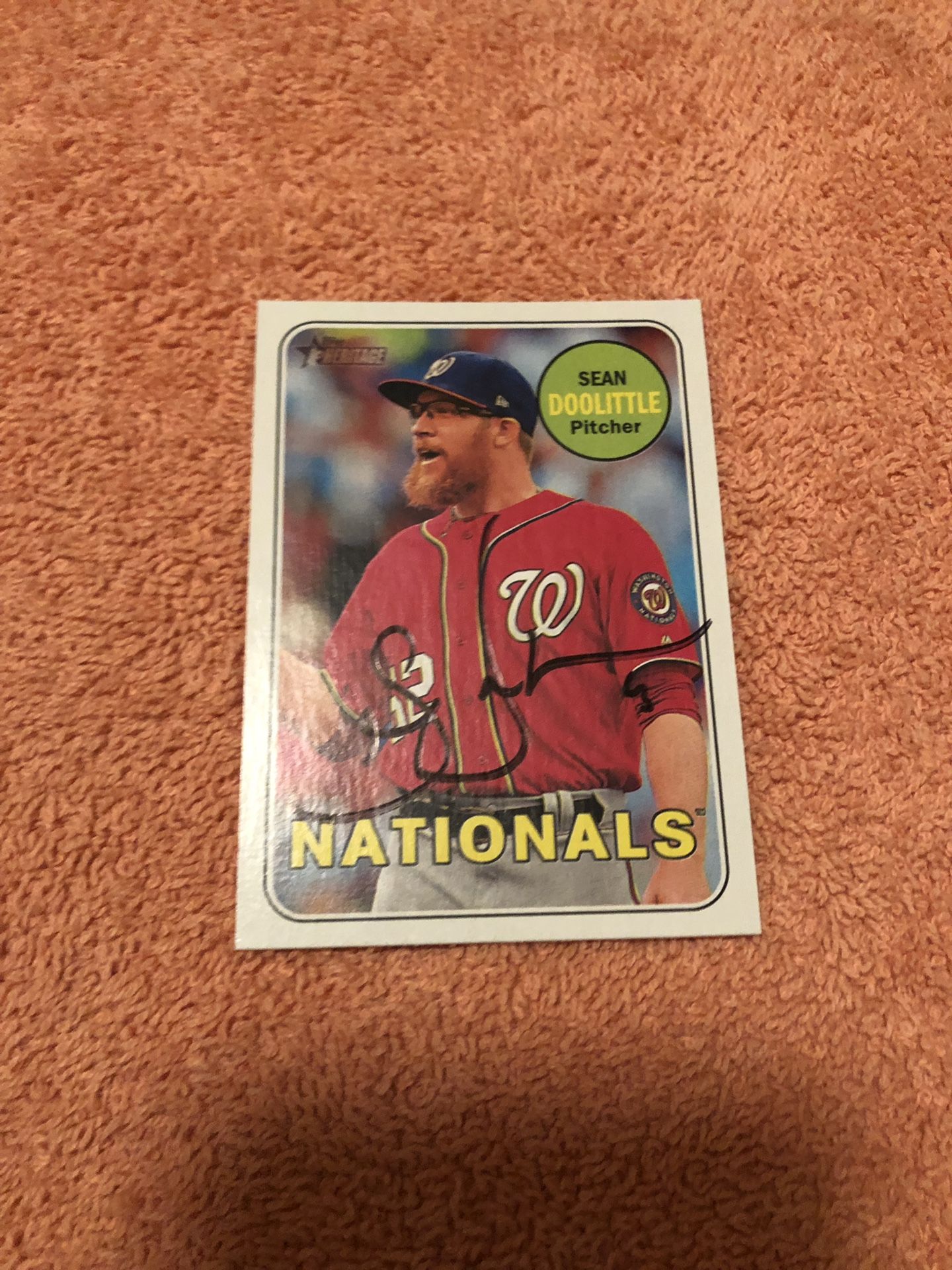 Sean Doolittle Autographed TOPPS 2019 Heritage Baseball Card, Item comes with Certicate of Authenticity!