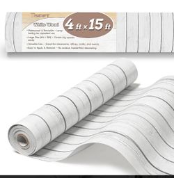 White Wood Bulletin Wallpaper Roll 4ft x 15ft,