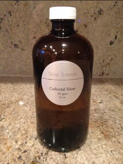 Colloidal Silver 8 oz. Glass Amber Bottle 10ppm