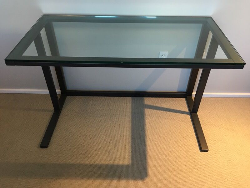 Crate and Barrel Glass Top Desk