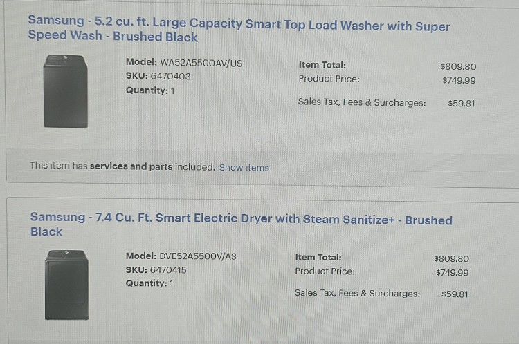 SAMSUNG WASHER AND DRYER