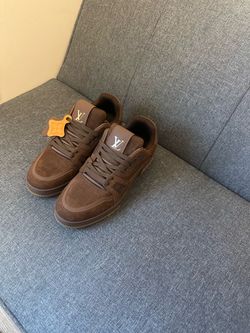 discontinued Louis Vuitton LV Trainer Taupe Brown Damier Embossed