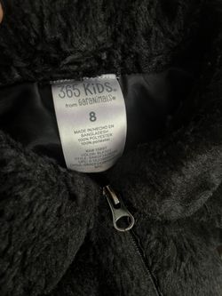 Girls size 8 black fuzzy coat