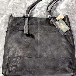 Diophy Large Shoulder Bag in Soft Gray Faux Leather w/Tassel