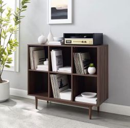 Vinly Record Storage 6 Cube Bookcase Stand “CROSLEY FURNITURE LIAM” Walnut