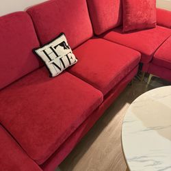 Red Sectional Chaise Sofa Lounge 