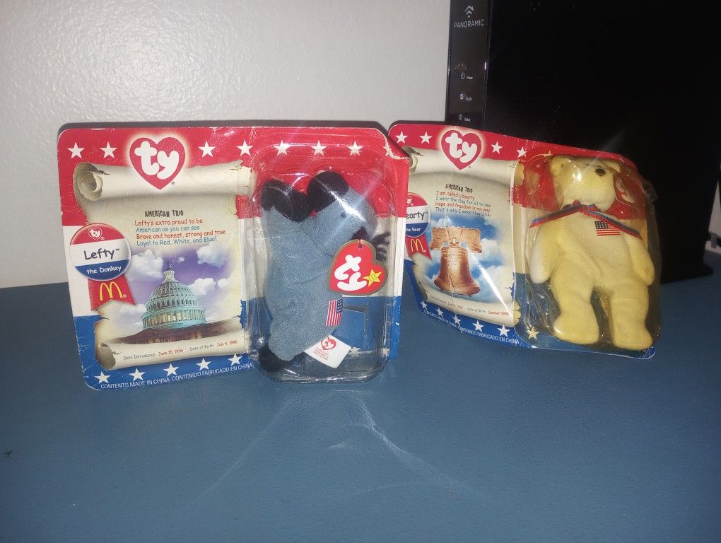 McDonald's Collectors Beanie Babys Liberty And Lefty