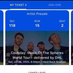 Cold Play concert tickets