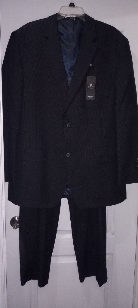 Haggar Men's Sports Jacket With Tags & Matching Slacks Navy Pinstripe
