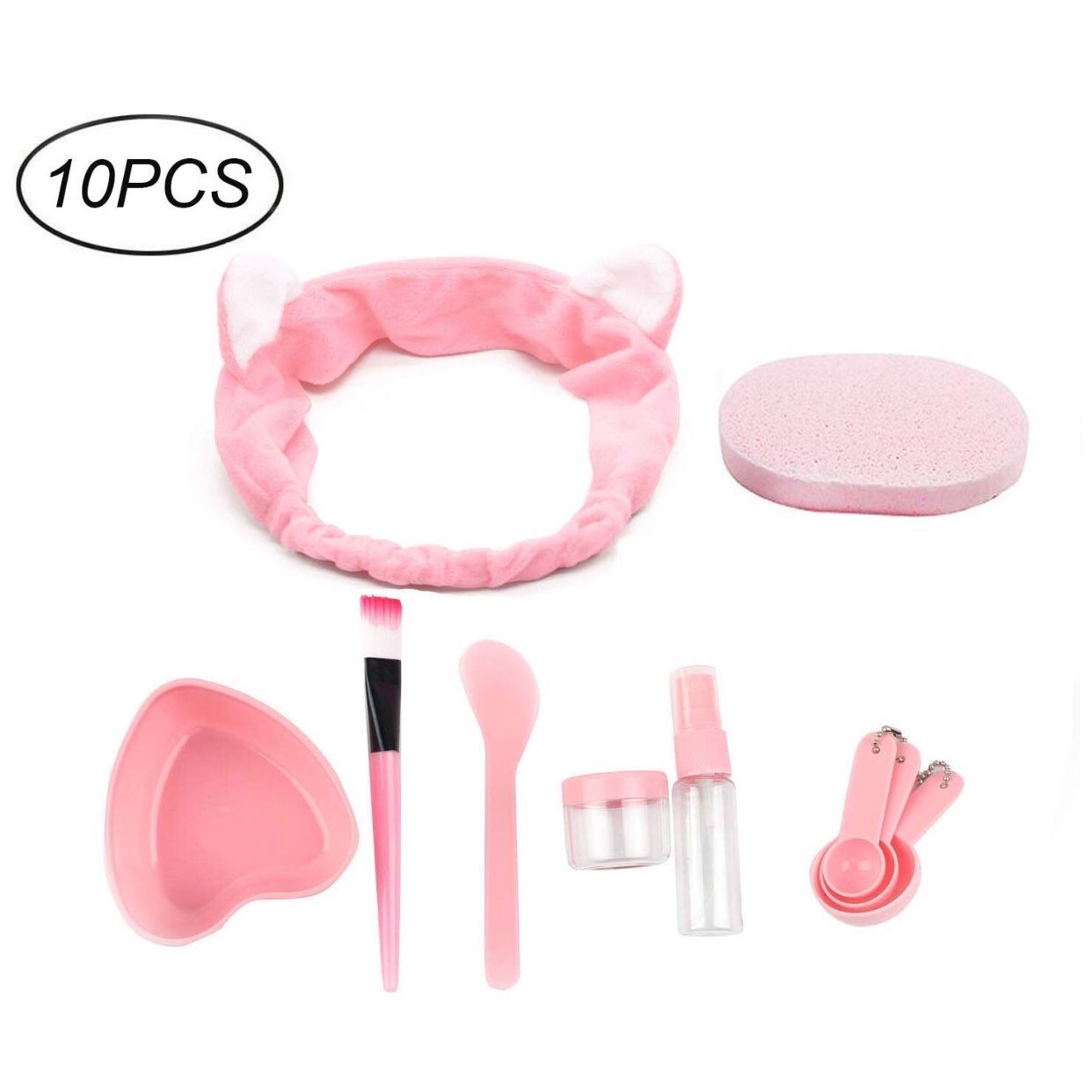 Facial Mask Bowl 10 in 1 Cat Shape Headband Spray Brush Stick Spatula Puff Measure Spoon Lady face Skin Care Mask Mixing Tool Sets