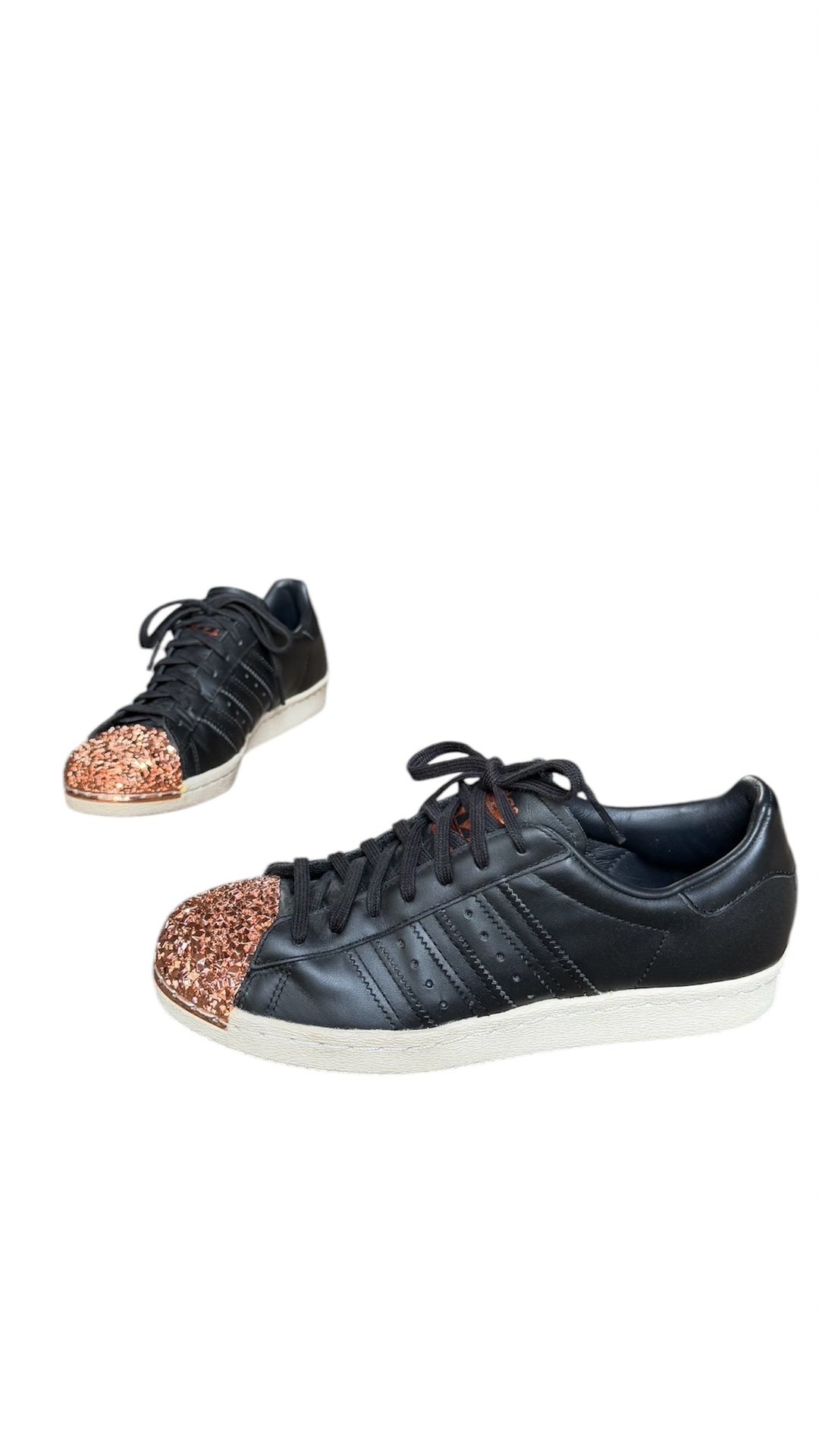 Adidas Superstar Women's 80s Trainers Rose Gold 3D Metal Toe Jewel Studded Crystal Size 7.5
