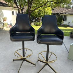 Black Leather Swivel Bar Stools
