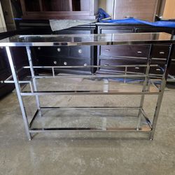 Silver / Glass Serving Bar Cart or Console Table