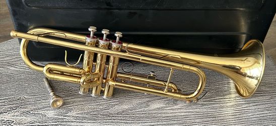 Trumpet with carry case, complete with mouthpiece.  $65