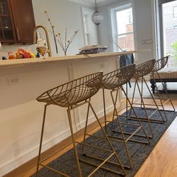 Luxurious Set Of 4 FULL METAL GOLD Bar Stools