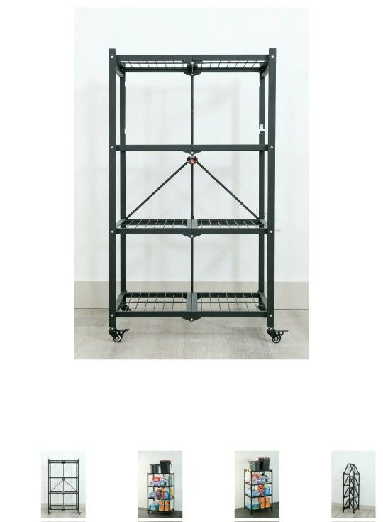 Oragomi shelves, fast colapsable 300lbs, metal 4 tiered