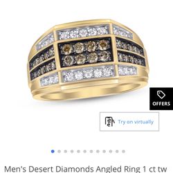 Men's Ring 1 ct Natural Diamond 10K Yellow Gold