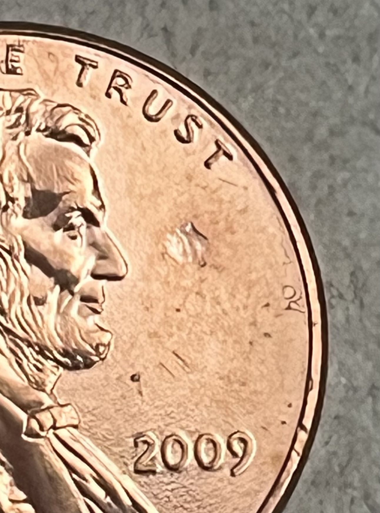 ERROR!! 2009 Lincoln Memorial Cent - Struck Through Unknown