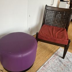 Wooden Chair + Ottoman