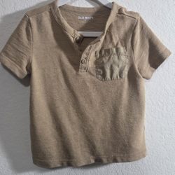 Old Navy 2T Henley Pocket T-Shirt Beige/Brown Toddler Boys