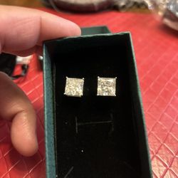 10 CT Moissanite Diamond Princess Earrings 