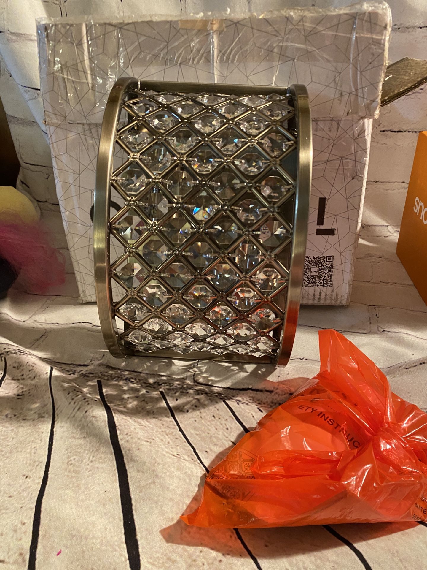 New dimmable crystal antique brass wall sconce light