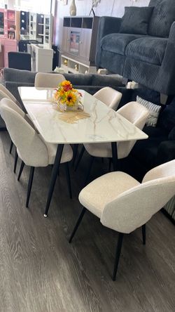 Dining set 7 pc .mesa de mƔrmol real