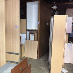 tall dark wood kitchen cabinet