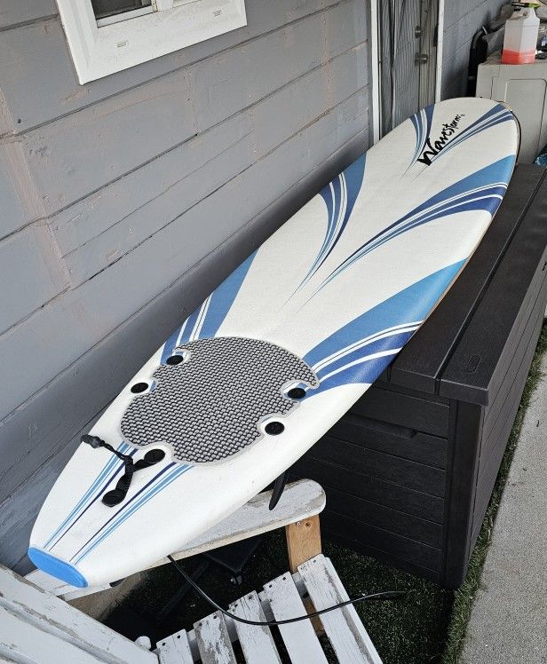 8ft Wavestorm Foam Surfboard With Leash, Good Condition