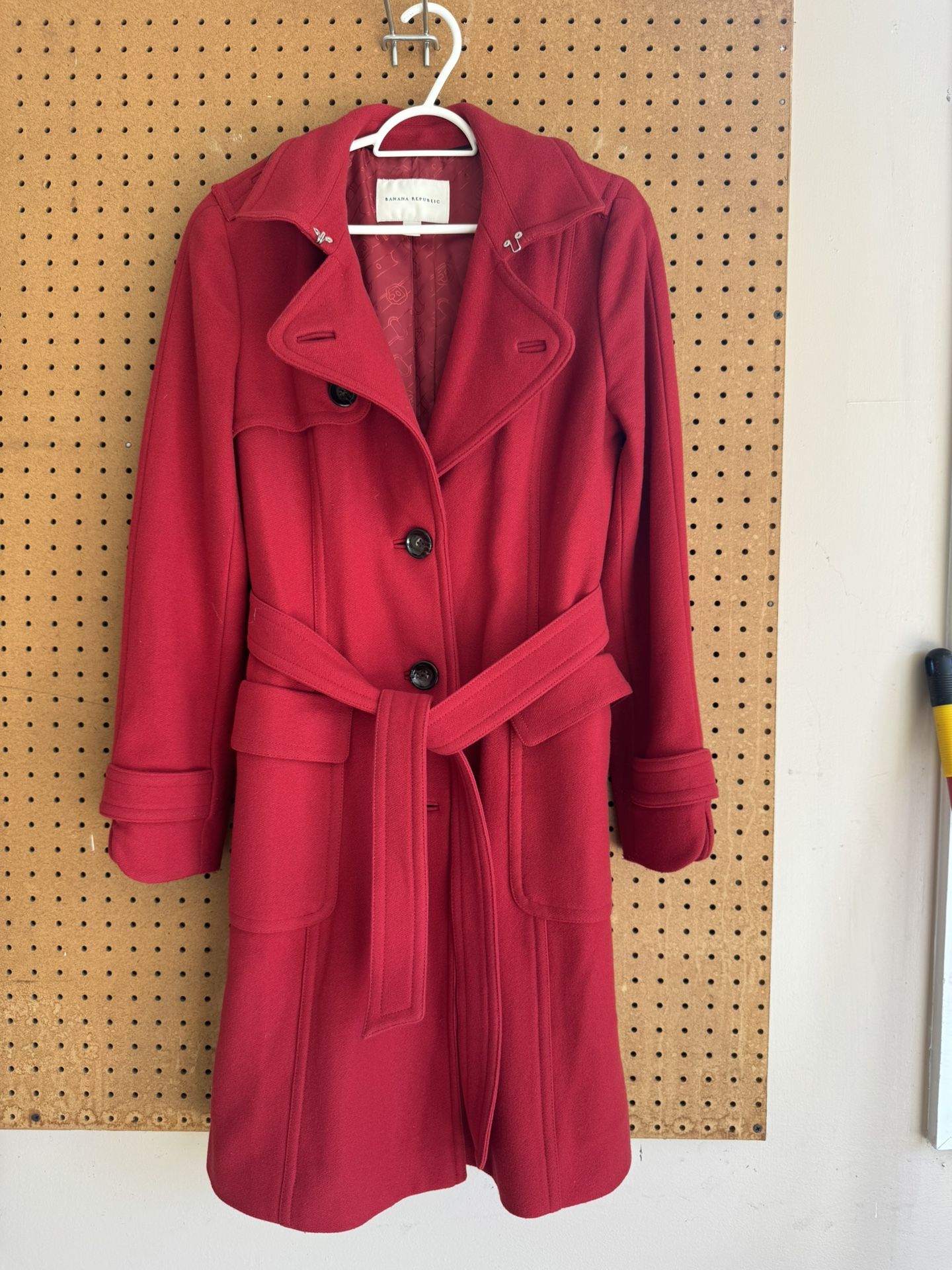Banana Republic Red Long Coat Size Small