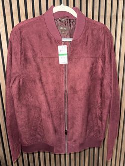 Burgundy Suede Bomber Jacket size L